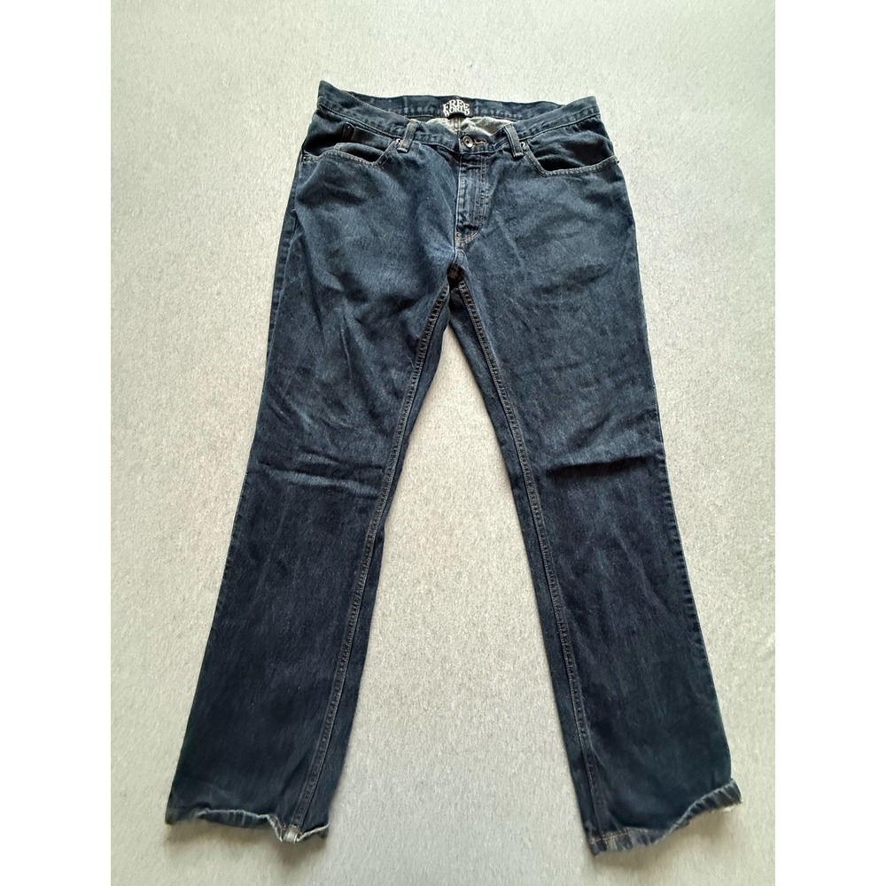 Free World Mens Dark Wash Straight Leg Denim Jeans Blue Skateboarding 35x31